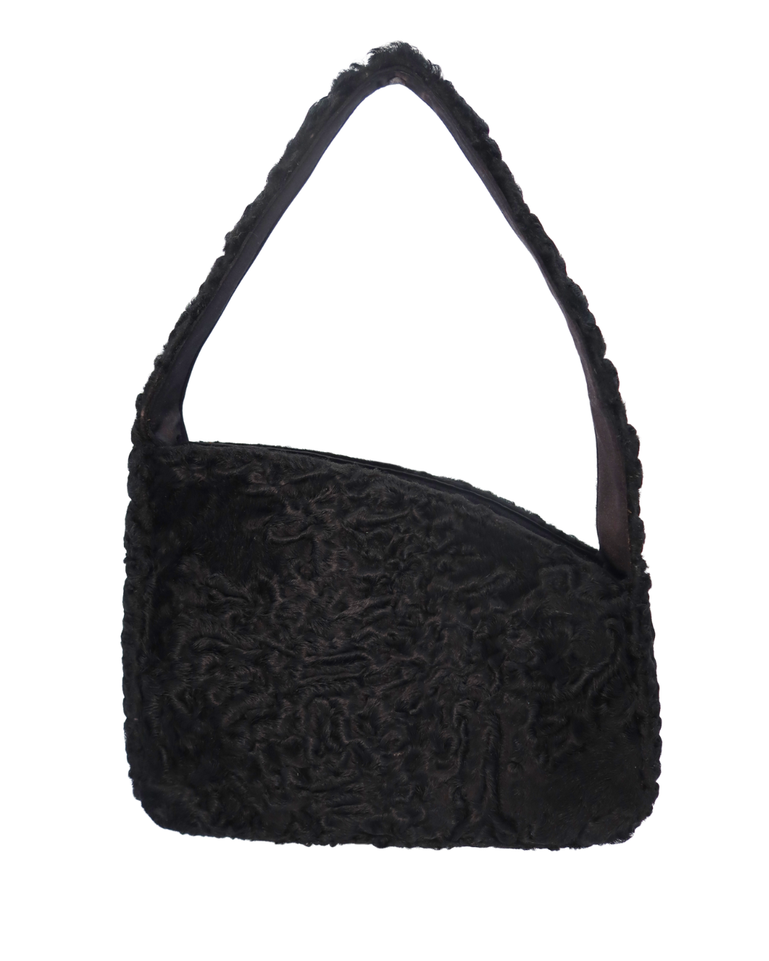 Prada Vintage Black Calf Hair and Felt Shoulder Bag 1998