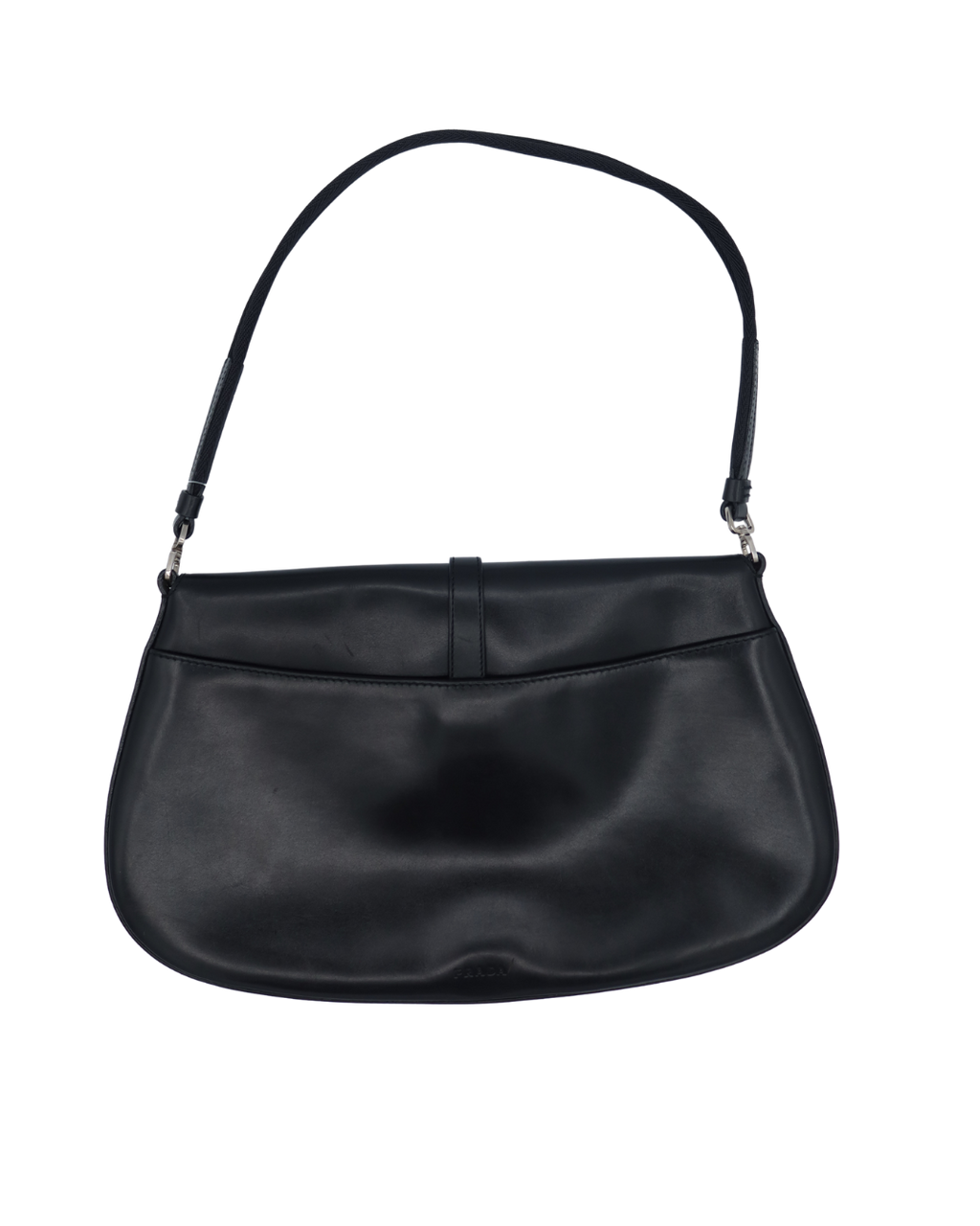 Prada Vintage Black Leather Cleo Shoulder Bag 2000s