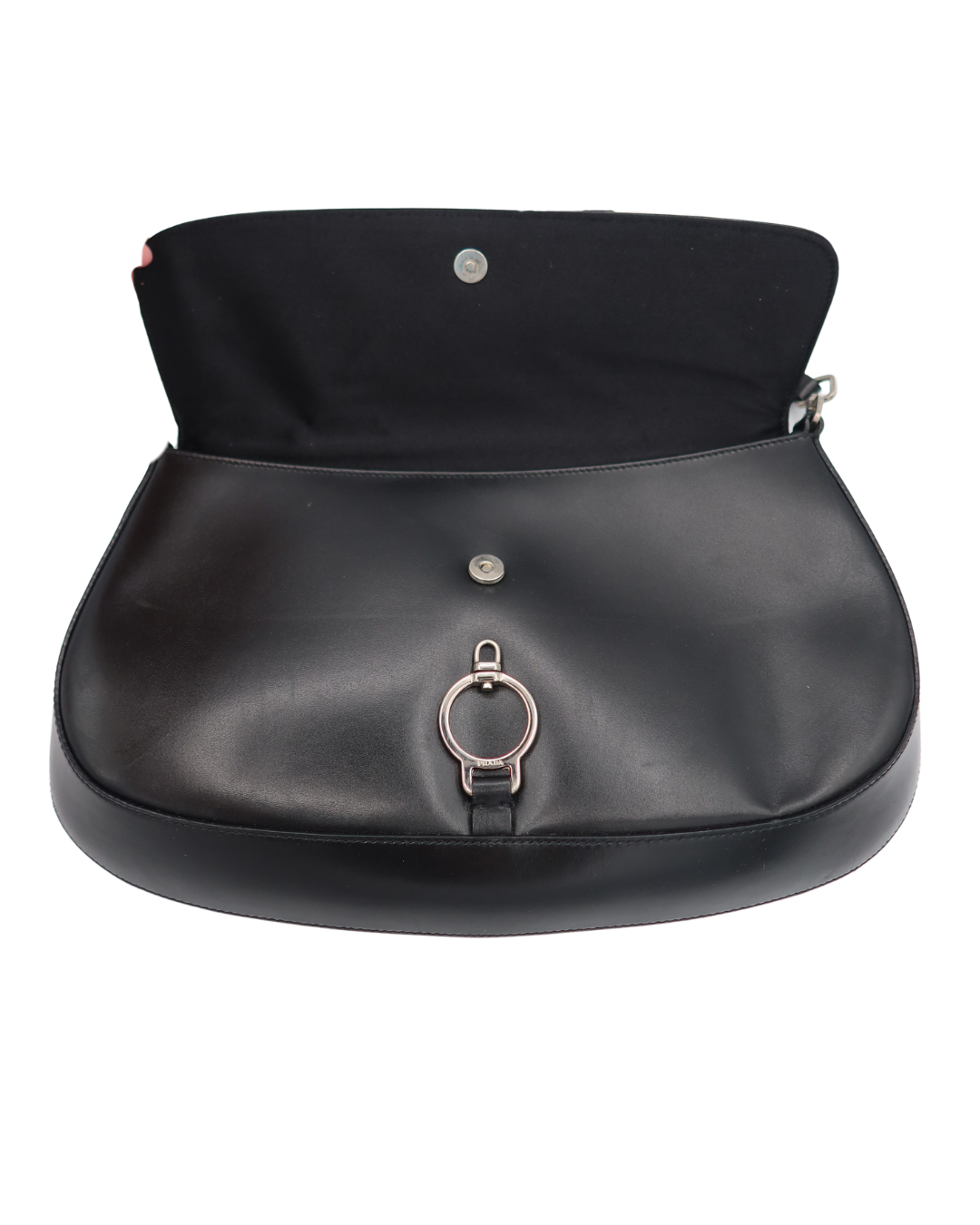 Prada Vintage Black Leather Cleo Shoulder Bag 2000s