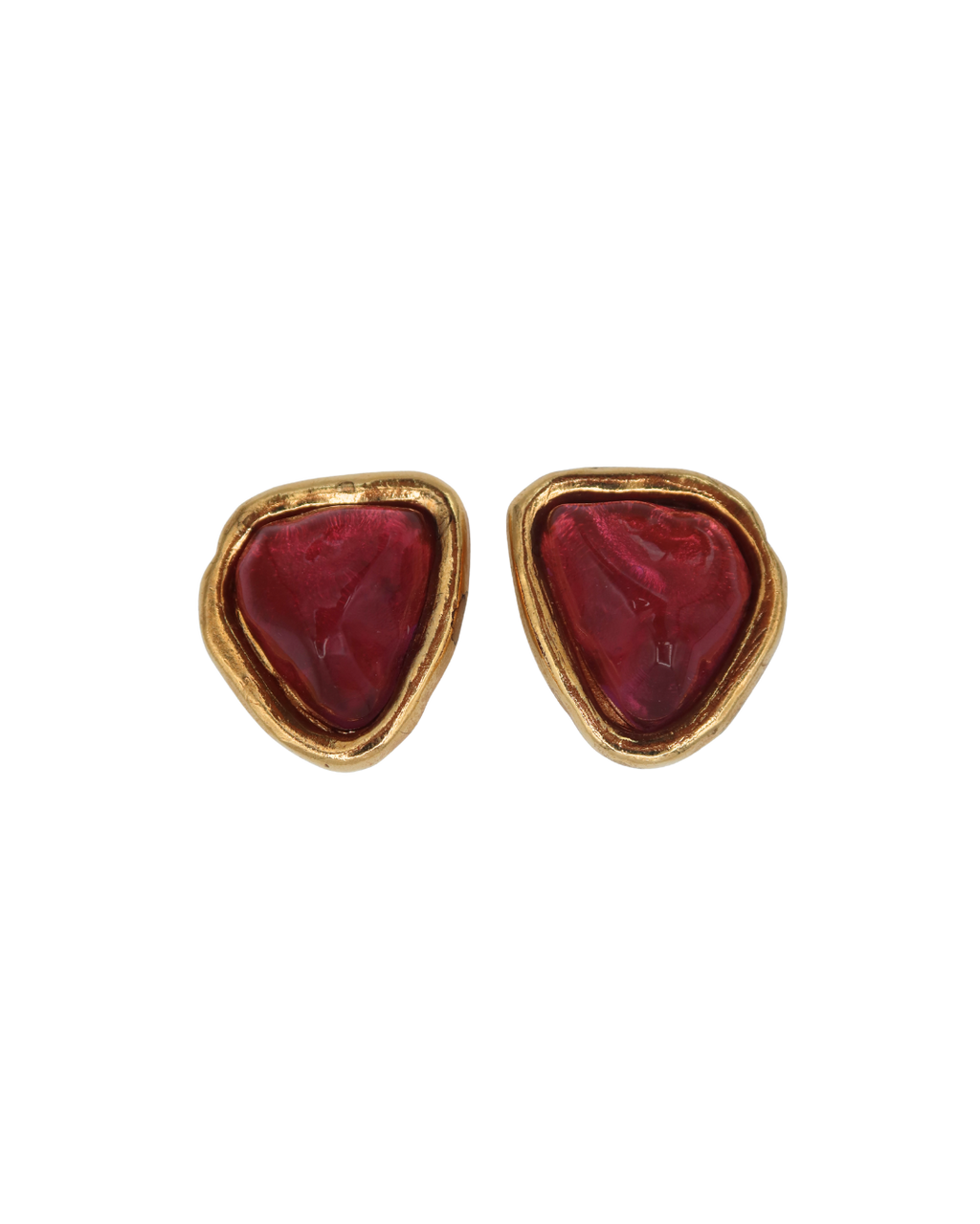 YSL Pink and Gold Gripoix Stone Clip On Earrings