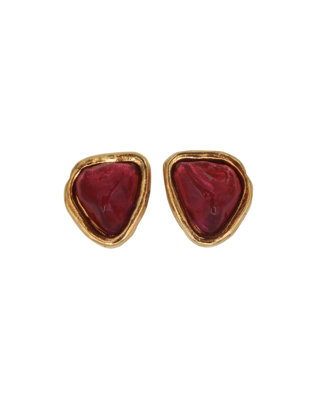 YSL Pink and Gold Gripoix Stone Clip On Earrings