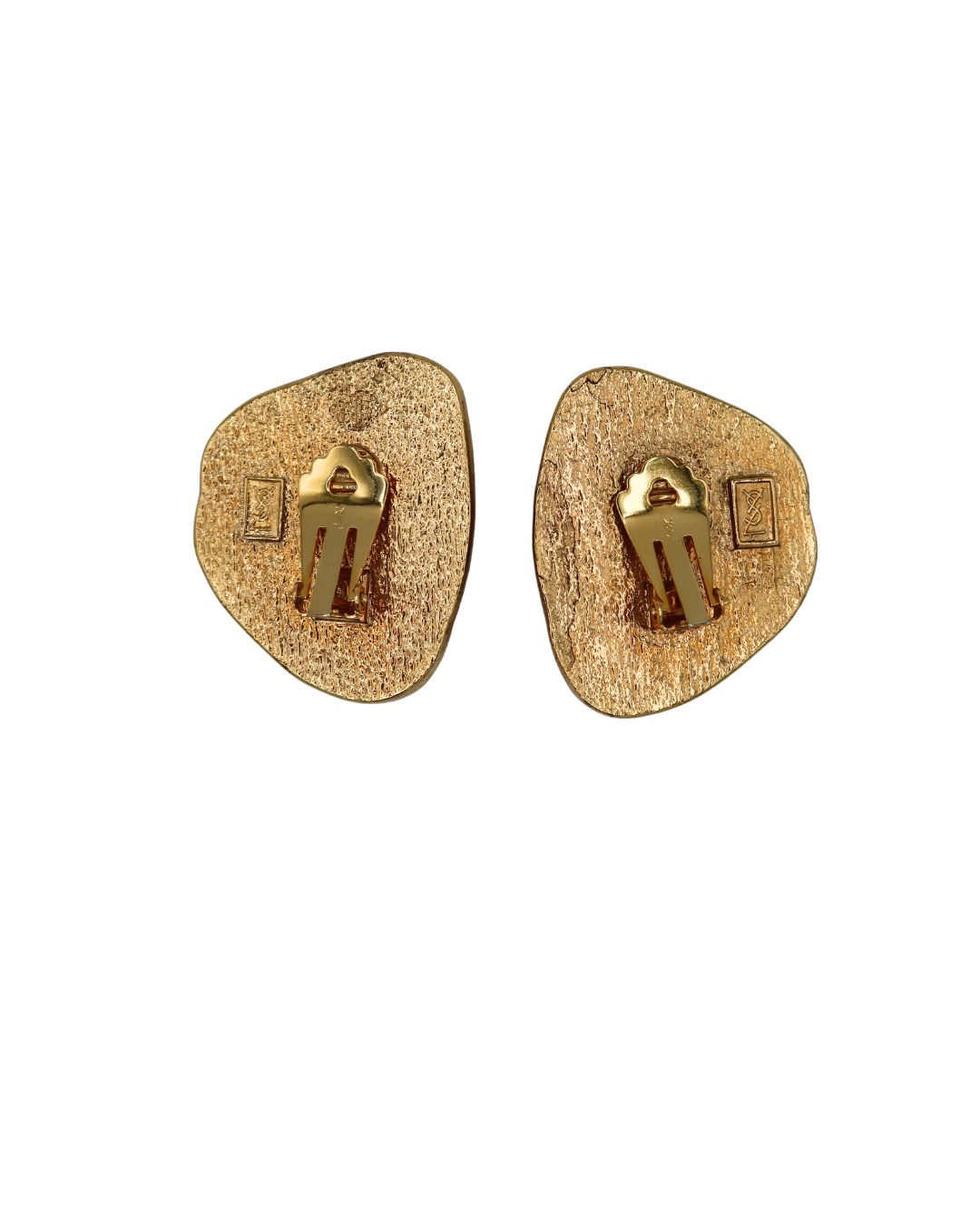 YSL Pink and Gold Gripoix Stone Clip On Earrings