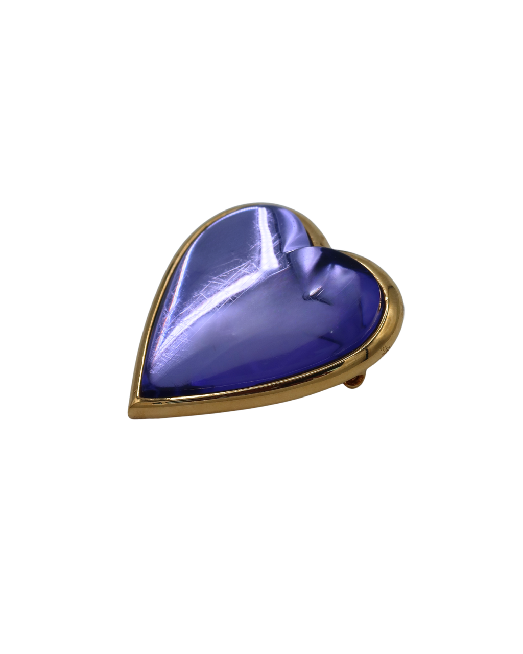 YSL Vintage Purple and Gold Heart Gripoix Brooch