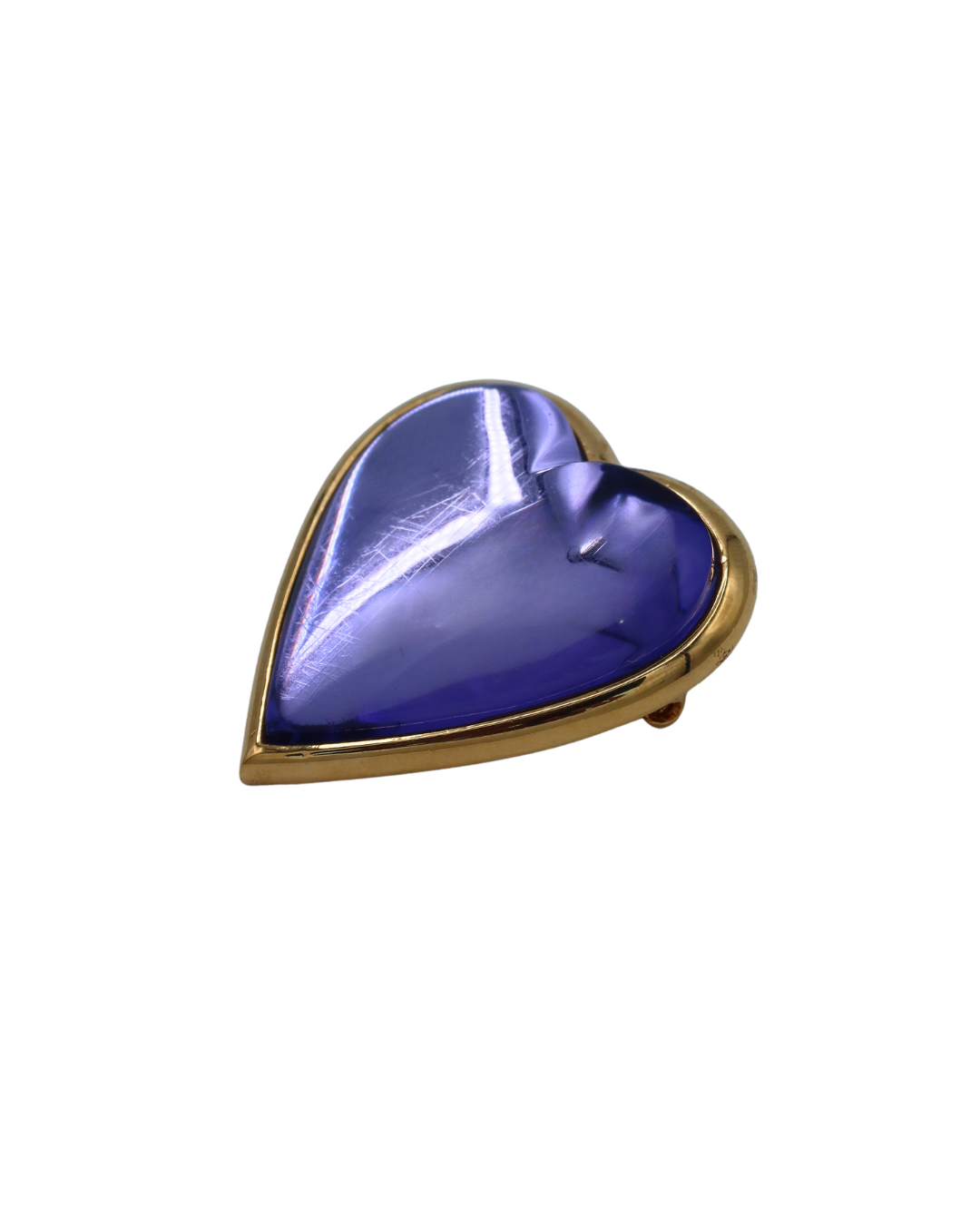 YSL Vintage Purple and Gold Heart Gripoix Brooch